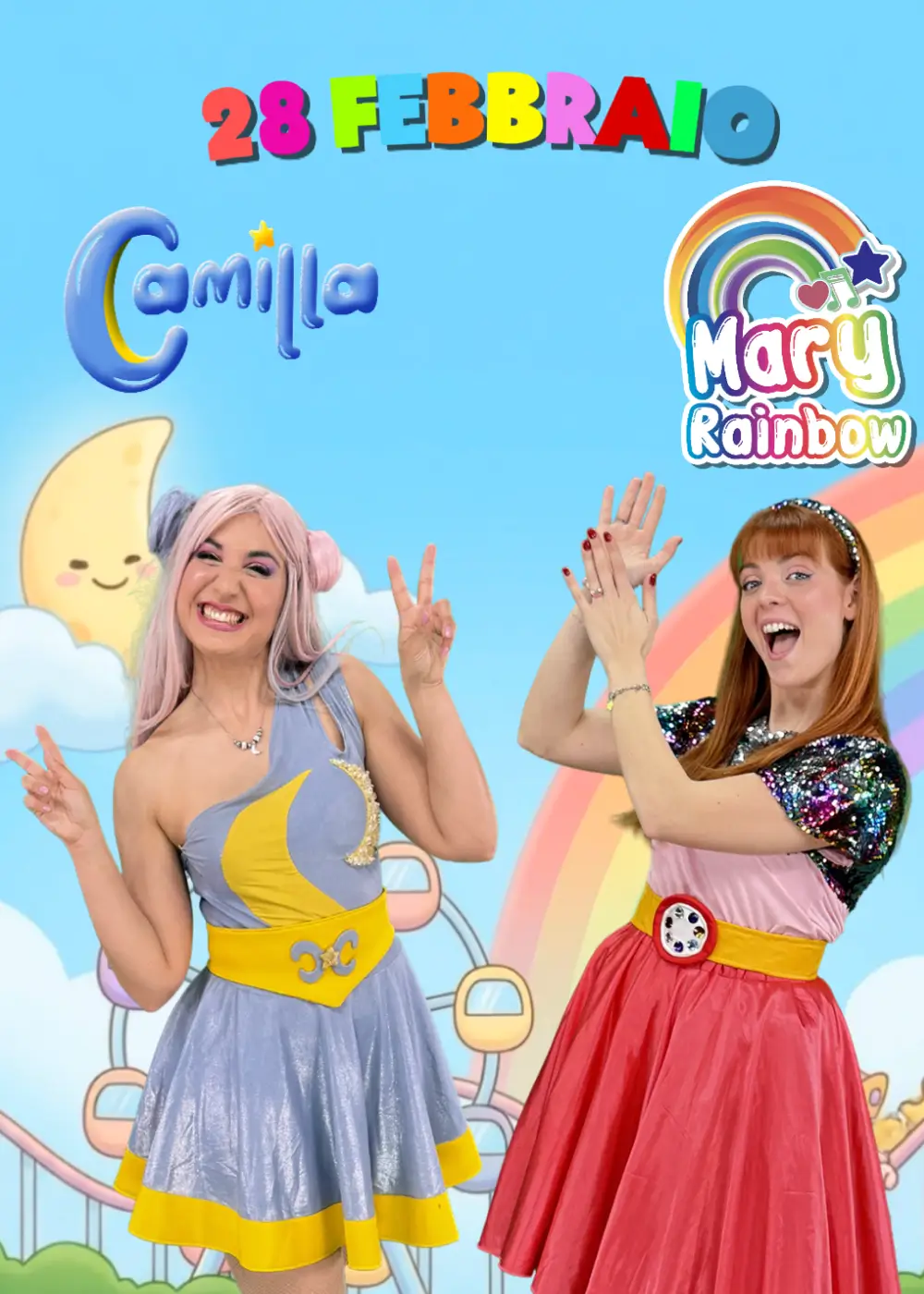 spettacolo per bambini a Luna Farm con Camilla e Mary Rainbow