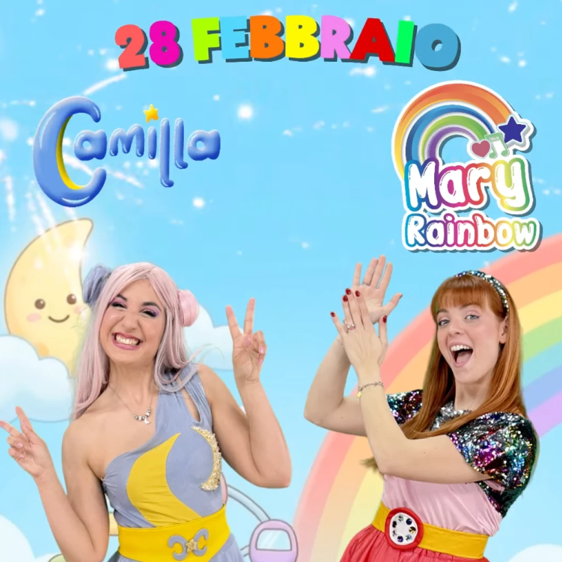 spettacolo per bambini a Luna Farm con Camilla e Mary Rainbow